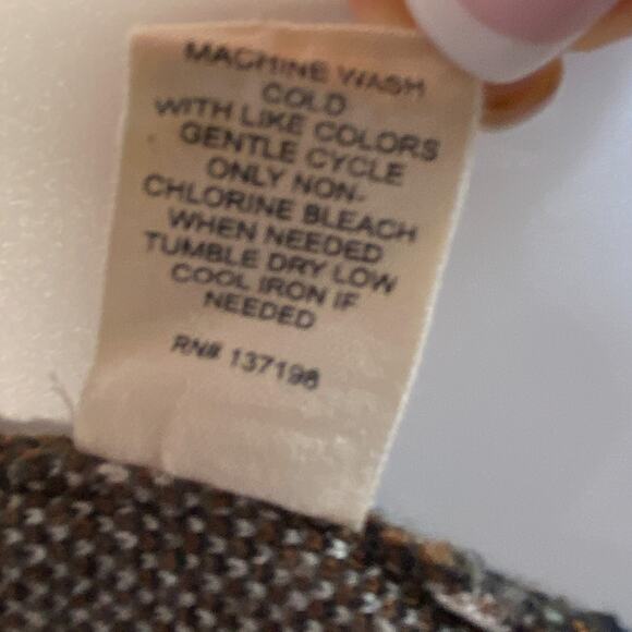 Marled Medium Plaid Button Cardigan Brown Black V-Neck Long Sleeve Soft Stretch - Picture 10 of 13